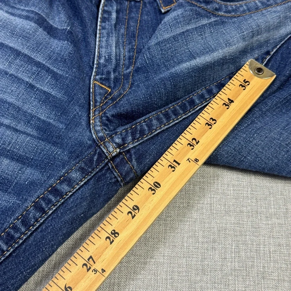 True Religion Vintage Straight Leg Jeans Mens 31x30 Blue Made USA Flap MQ2859Y9